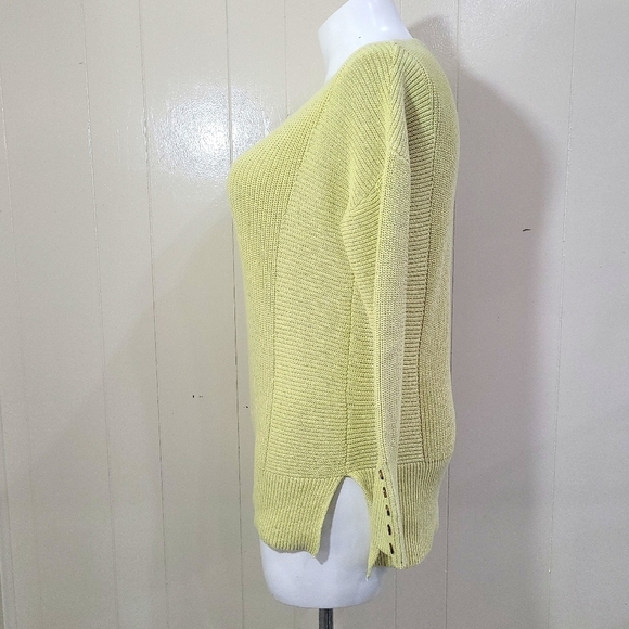 Rachel Zoe Long Sleeve Green Sweater High Low Jumper Plunge Neck Women's Sz L - Picture 5 of 10